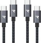 Cable USB C vers USB C 100W [1M+1M], Cable USB C avec puce E-Mark Nylon Tressé pour iPhone 15/15 Pro/15 Pro Max, Macbook, iPad Pro/mini, Samsung S23/S22 - Grau