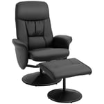 2 Pcs Reclining Armchair Ottoman 360 degree Swivel PU Leather