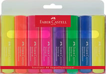 Faber-Castell 154662 - Set de surligneurs TL 1546, étui de 8 pièces, couleurs néon, pointe biseautée longue durée, largeur de trait 1 - 5 mm, rechargeable