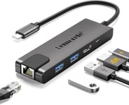 Lemorele USB C Hub avec 1000M Ethernet RJ45 5 en 1, Adaptateur USB C avec HDMI 4K, 3 * Ports USB, PD 100W, SD/TF, USB-C Data pour MacBook Air/Pro M1, iPad M1, Windows, Switch, Chromecast