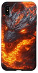 Coque pour iPhone XS Max Dragon de feu en fusion sortant des profondeurs de lave ardente