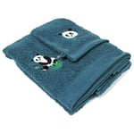 Set gant avec drap de douche éponge brodée Petit Panda