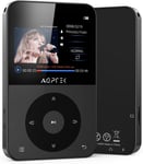 64Go Lecteur MP3 Bluetooth 5.3 Lecteur Musical sans Perte HiFi Baladeur Portable en Métal avec 2,3 Pouces Écran Horizontal/Haut-Parleur/Vidéo/Enregistrement/Radio FM/E-Book/Podomètre - Noir(Q443)