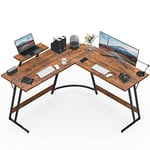 Devoko Bureau Gaming Angle Bureau d'angle 130 * 130cm avec Support d'écran, Bureau Informatique en Coin,Bureau Gamer en Forme de L Table pour Etudier, Jouer et Travailler (Marron, 130 × 130 cm)