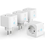 Prise Connectee,Prise Connectee Wifi Mesure De Consommation Electrique,Compatible Avec Alexa/Google Home,Contrôle A Distance,Horaires/Minuterie-Lot De 4