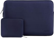 Housse Compatible Avec Macbook Air 15 M3 A3114 M2 A2941 2023 2024/Pro 15, Surface Laptop 15, Dell Xps 15, Hp Stream 14 Pouces, Laptop Sleeve Néoprène Sac Avec Petite Pochette, Bleu Marin