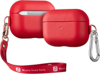 [ Series] Coque AirPods Pro avec Dragonne/Mousqueton, Étui en Cuir pour AirPods Pro, Fabriqué à la Main avec du véritable Cuir, Housse Cover Protection AirPods Pro, Rouge Case