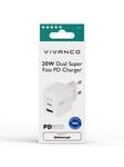 Vivanco Nopea 1xUSB-C PD / USB-A kotilaturi 20W Valkoinen