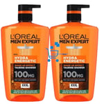 2 x L'oreal Paris Men Expert Hydra Energetic Body Shower Gel Large XXXL