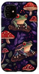 Coque pour iPhone 11 Violet Bohème Ethnique Grenouille et Champignon Vintage Motif