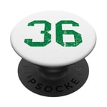 Numéro vintage #36 Numéro universitaire vert sport PopSockets PopGrip Interchangeable