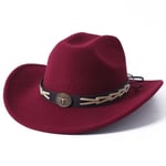 Cowboy hattu syksy ja talvi paksu fedora hattu yksivärinen punainen kihara härän pää logo unisex jazz