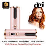 Powatron Heated Handy Hair Curler Cordless USB Ceramic Coated Curling Chamber