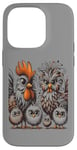 Coque pour iPhone 14 Pro Art de poulet amusant coloré d'Eagerlys, Crazy Chicken Family