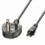 3Pin Plug to IEC C5 Power Cable Cloverleaf Lead For LG TV Laptop 2m/6.5ft Black