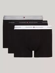 Tommy Hilfiger Essential Logo Waistband Trunks, Pack of 3, Grey/Black/White