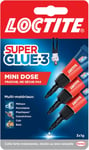 Super Glue-3 Mini dose (3 x 1 g), colle extra forte pour réparation de qualité, colle forte & rapide tous matériaux, colle universelle liquide en format doses