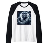 Japanese Macaque Shirt Monkey Portrait Baseball Bat Ape Face Raglan Baseball Tee