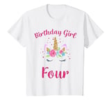 Youth 4th Birthday Girl Unicorn Outfit Fourth Birthday T-Shirt