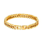 Bandmax Chaîne Bracelet Homme Plaqué Or 19cm, Gourmette Doré à Maille Serrée 8mm de Large