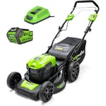 Tondeuse tractée 40V - Coupe de 46cm - 1 Batterie 4,0Ah - 1 Chargeur - GD40LM46SPK4x - Greenworks