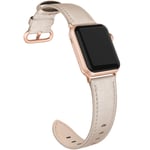 PARMPH Genuine Leather Band Compatible for Apple Watch 38mm 40mm 41mm, Thin Soft Elegant Leather Strap Compatible with iWatch Series 7 6 5 4 3 2 1 SE Sports Edition for Women Men, Champagne Gold