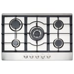 electriQ 75cm 5 Burner Gas Hob - Stainless Steel EQGH755SS