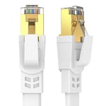 Câble Ethernet 5M, Cat 8 RJ45 Cable Haute Vitesse Réseau, 40Gbps 2000MHz Plat Patch Câble STP LAN Câble Réseau Internet Double Blindage Compatible avec Routeur Modem Switch