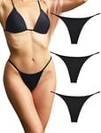 String Ficelle pour Femme en Coton Sexy Tanga Culottes Lot de 3 (Le Noir, X-Large)