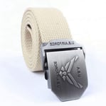 Ceinture en Toile,Mode Hommes Femmes Ceinture en Toile Neutre Durable Us Air Force Boucle en Métal De Luxe Ceintures De Jeans pour Hommes Ceinture Tactique Vintage Sangle Militaire Mâle, Blanc,