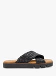 Dune Lexey Leather Woven Sliders, Black