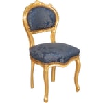 Biscottini - Chaise de salon dorée Louis xvi 90x45x42 Chaise en bois Fauteuil de chambre à coucher Style français Fauteuil baroque rembourré