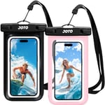 JOTO 2 Pochettes Étanches Smartphone Certifiée IPX8 iPhone 16/15/14/13/12/11 Plus Pro Max, Xiaomi Redmi Note 13/13 Pro 12 A3, Galaxy A15 A35 A25 A54 A55, Housse Étanche Jusqu'à 7 Pouces -Noir Rose