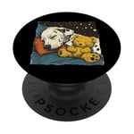 Dalmatien endormi avec ours en peluche PopSockets PopGrip Adhésif