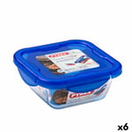 Hermetic Lunch Box Pyrex Cook & Go 16,7 x 16,7 x 7 cm Blue 850 ml Glass [6 Un