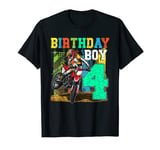 Kids 4 Years Old Kid Birthday Boy Dirt Bike Motorcycle 4th T-Shirt