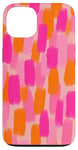 Coque pour iPhone 13 Abstrait, rose avec orange, effet pinceau