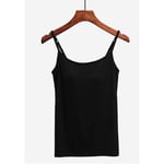 Women Tank-Top Built-in Bra Padded Push-Up Stretchable Modal Tops Camisoles Tube Vest Sleeveless Casual