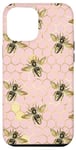 iPhone 15 Plus Light Pink and Yellow Hexagonal Geometric Honeycomb Bee Case