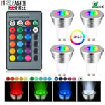 4w Gu10 Led Bulbs Light Rgb 16 Colour Changing Spotlight Lamp W/ Remote Control