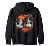 Halloween Border Collie Dogs Cute Witch Dog Pumpkin Bat Zip Hoodie