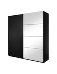 Armoire design 180cm. 2 portes avec miroirs modulables. Couleur noir mat. Collection EOS