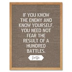 Artery8 Dictionary Inspiring Quote Sun Tzu Know Yourself Need Not Fear Result Art Print Framed Poster Wall Decor 12x16 inch