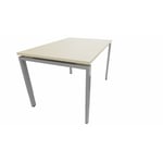 Bureau individuel réglable en hauteur profondeur 80 cm Producteo Gris aluminium CONNECT : bureau P80/obturateur prépercé/réglable 80x80/cpl erable blanc/cpi gris alu