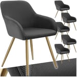 tectake® Lot de 6 Chaises de Salle à Manger rembourrées modernes Chaise Velours côtelé Fauteuil salon Chaise Scandinave Pieds en Acier Élégant avec Accoudoirs Chaise pour coiffeuse, chambre, coiffeuse