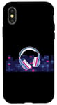 Coque pour iPhone X/XS Casque pour artistes, DJ, contrôle audio LED clignotant