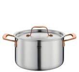 Spring Gourmet Casserole multicouche avec couvercle en acier inoxydable, passe au four, avec graduation intérieure, Ø 20 cm, hauteur 12 cm, 3,7 l, or rose