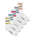 JACK & JONES Men's Jacgavin Tennis Socks 5 Pack, White/Pack: White, White, White, One Size