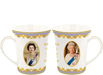 The Leonardo Collection Her Majesty Queen Elizabeth II Set of 2 Mugs, White, LP18204