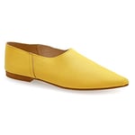 37 Jaune Emmanuela Mules en Dentelle en Cuir pour Dames, Glissement Confortable sur des Mocassins, canapé en Cuir Souple, Mules Plat de Haute qualité, en léopard, Noir, Marron, Jaune